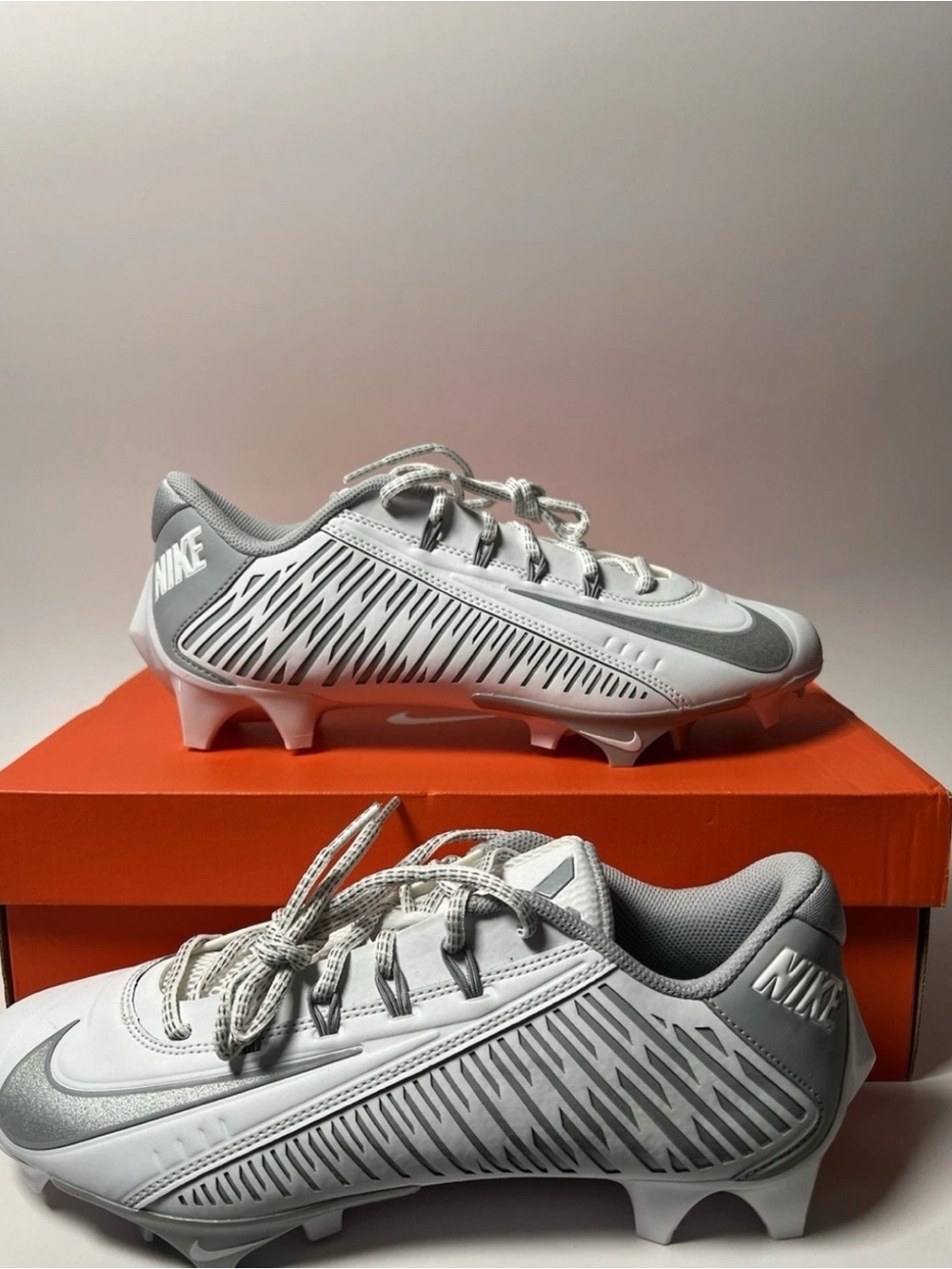 Nike Vapor Edge 360 VC White Silver Football Cleats DO6294-100 Mens Size 9